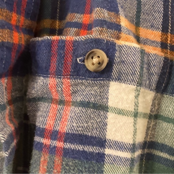 Plaid Flannel Bleached Dipped Button Front Shirt - Picture 3 of 4